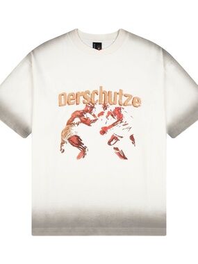Derschutze Boxing Graphic Embroidered T-Shirt Cream XXL Streetwear